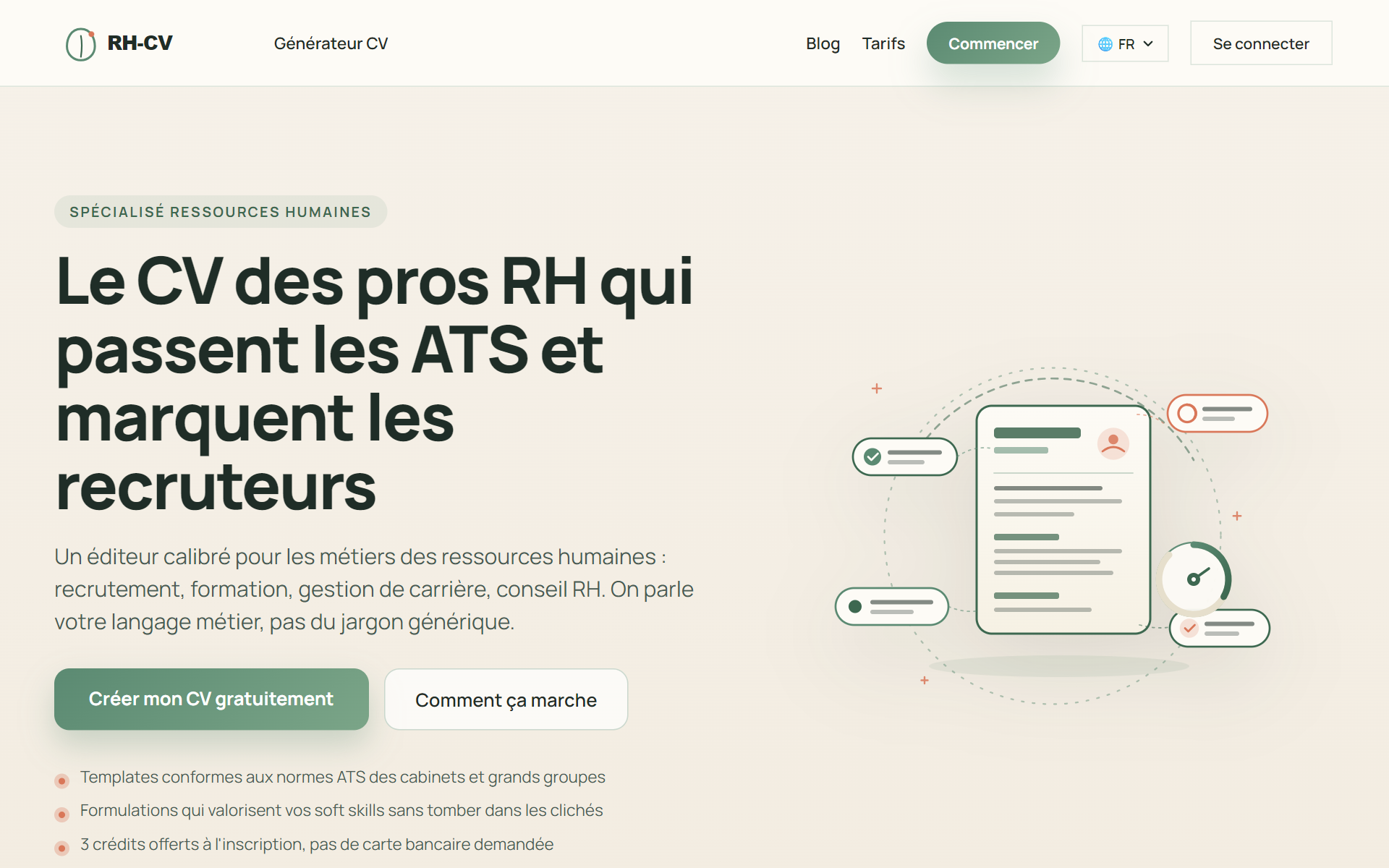 Page d'accueil de RH-CV